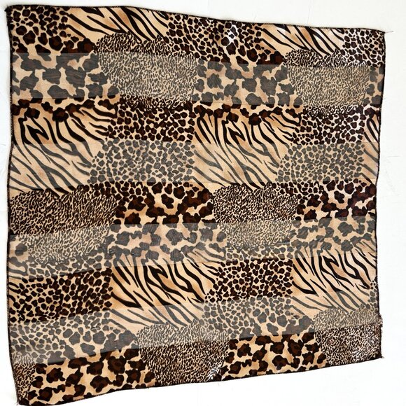 Lot of 2 Women's Scarves Square Pink Brown Silk/ Polyester Floral Small 19" - Picture 8 of 9